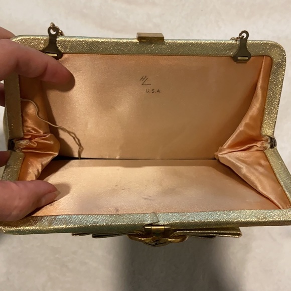 Vintage HL USA Harry Levine Gold Bag Clutch - Picture 6 of 8